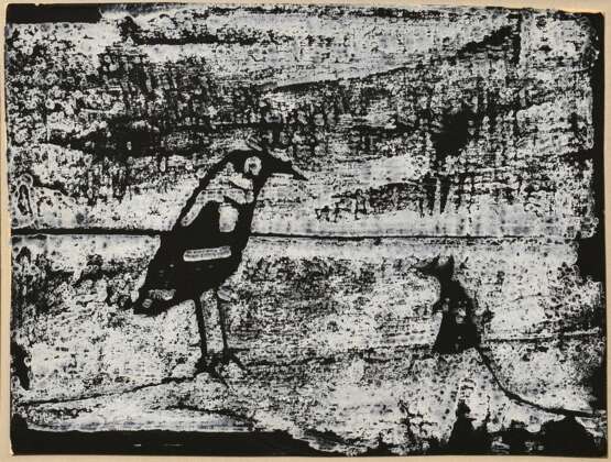 Janssen, Horst (1929-1995) "Rabe" 1957, Holzschnitt, u.l. sign./dat., verso bez., im Passepartout montiert, BM 21,2x28,2cm (m.PP. 32,3x39,3cm), min. Randdefekte - Foto 1