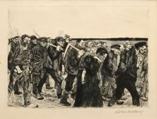 Kollwitz, Käthe (1867-1945) &quot;Weberzug&quot;, Radierung, u.r. sign., aus: &quot;Ein Weberaufstand&quot;, PM 21,5x29,5cm (m.R. 41,7x49,7cm), min. fleckig außerhalb des Druckbereichs