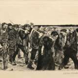 Kollwitz, Käthe (1867-1945) "Weberzug", Radierung, u.r. sign., aus: "Ein Weberaufstand", PM 21,5x29,5cm (m.R. 41,7x49,7cm), min. fleckig außerhalb des Druckbereichs - Foto 1