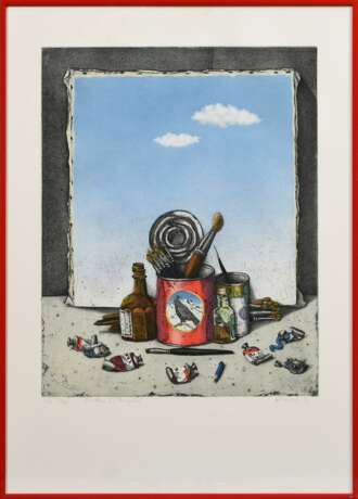 Kressel, Dieter (1925-2015) "2 Wolken für Magritte" 1986, Farbradierung, e.a. 5/20, u. sign./dat./num./betit., PM 49,5x39cm, BM 70x50cm (m.R. 70,3x50,3cm) - Foto 2