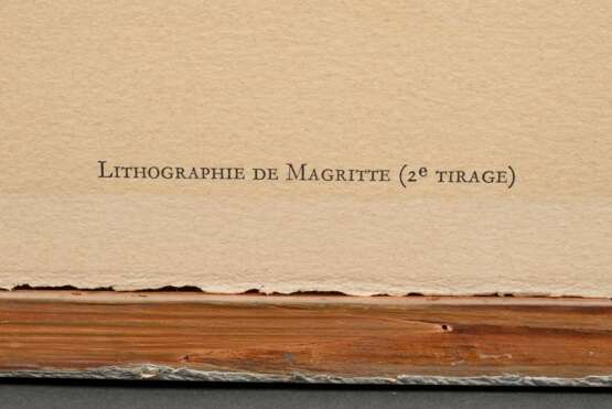 Magritte, René (1898-1967) "Les Bijoux Indiscrets" 1963, Farblithographie, 408/575, i.d. Platte u.r. sign., u.l. betit./num., verso bez., PM 23,5x30,3cm, BM 26,5x34,5cm (m.R. 31x38cm), leicht fleckig und lichtr… - photo 6