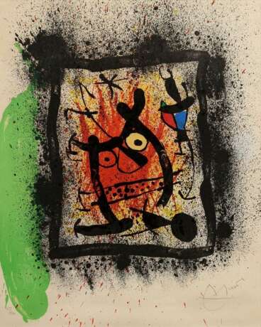 Miró, Joan (1893-1983) "Hommage á Curt Burgauer" 1969, Farblithographie, 69/100, u. sign./dat., mit Original-Rechnung von Artes, PM 56x45cm (m.R. 78,5x66,5cm), schmaler Lichtrand - photo 1