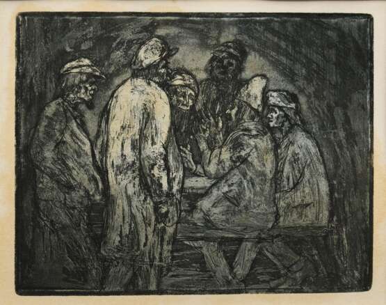 Nolde, Emil (1867-1956) "Tischgesellschaft" 1906, Radierung, u. bez., aus: Zeitschrift für bildende Kunst 1907, PM 15,1x19,4cm, BM 24x34cm (m.R. 33,7x38cm), fleckig - photo 1