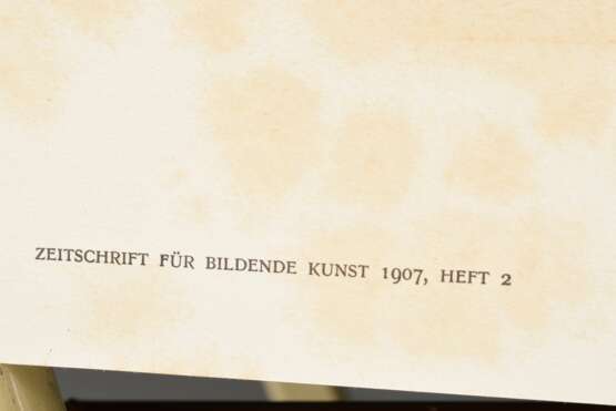 Nolde, Emil (1867-1956) "Tischgesellschaft" 1906, Radierung, u. bez., aus: Zeitschrift für bildende Kunst 1907, PM 15,1x19,4cm, BM 24x34cm (m.R. 33,7x38cm), fleckig - photo 5