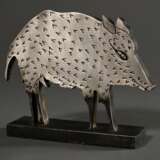 Wunderlich, Paul (1927-2010) „Wildschwein“, Metall versilbert, 148/900, an der Plinthe sign./num./Gießerstempel, ca. 18x23x6cm, rest. - photo 1