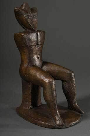 Kütemeier, Klaus (1939-2013) "Sitzender Narrenkappentorso" 2003, Bronze patiniert, sign./dat., Gießerstempel "Guss Barth Rinteln", H. 26,4cm - Foto 1