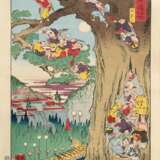 10 Blätter aus Tokaido-Serie "Tôkaidô Meisho fûkei (Berühmte Ansichten des Tokaido)" 1863, versch. Künstler, PM ca. 33,5x22,5cm, BM 36,5x25cm, Randdefekte - Foto 12