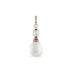 ANTIQUE NATURAL PEARL AND DIAMOND PENDANT