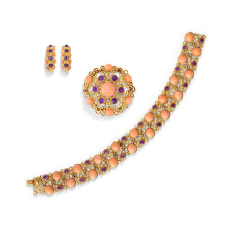 VAN CLEEF & ARPELS SUITE OF CORAL AND AMETHYST `R&#201;SILLE` JEWELLERY - photo 1