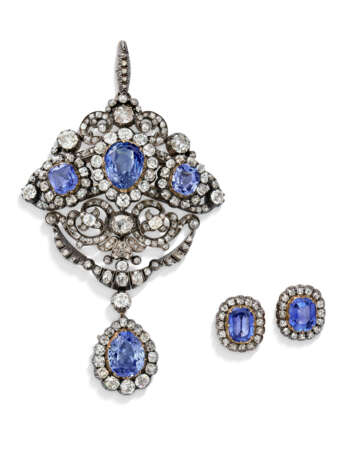 GROUP OF ANTIQUE SAPPHIRE AND DIAMOND JEWELLERY - photo 1