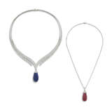 TWO VAN CLEEF & ARPELS DIAMOND AND `MYSTERY-SET` SAPPHIRE AND RUBY NECKLACES - фото 1