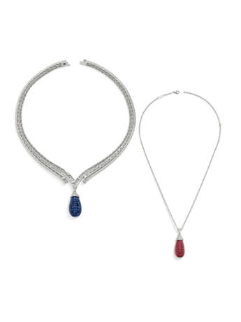 TWO VAN CLEEF & ARPELS DIAMOND AND `MYSTERY-SET` SAPPHIRE AND RUBY NECKLACES - фото 4