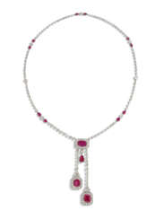 CARTIER EARLY 20TH CENTURY RUBY AND DIAMOND &#39;LAVALLI&#200;RE&#39; NECKLACE