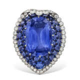 IMPRESSIVE CARTIER MID-20TH CENTURY SAPPHIRE, DIAMOND AND ENAMEL CLIP-BROOCH - фото 1