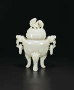 Jade. A WHITE JADE TRIPOD CENSER AND COVER