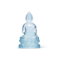 A MINIATURE BLUE TOURMALINE FIGURE OF BUDDHA