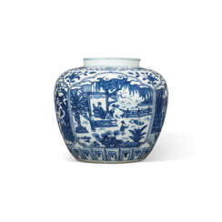 A LARGE BLUE AND WHITE ‘FOUR SCHOLARLY PURSUITS’ JAR