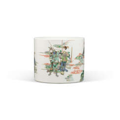 A FAMILLE VERTE &#39;WATER MARGIN&#39; BRUSH POT