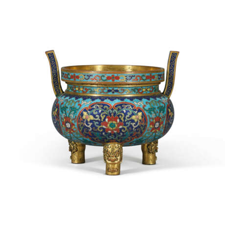 A CLOISONN&#201; ENAMEL TRIPOD CENSER - Foto 1