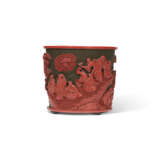 A RARE IMPERIAL CARVED CINNABAR LACQUER `LUOHAN` BRUSH POT - фото 1