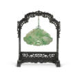 A JADEITE CHIME-SHAPED HANGING PLAQUE AND A ZITAN STAND - Аукционные цены