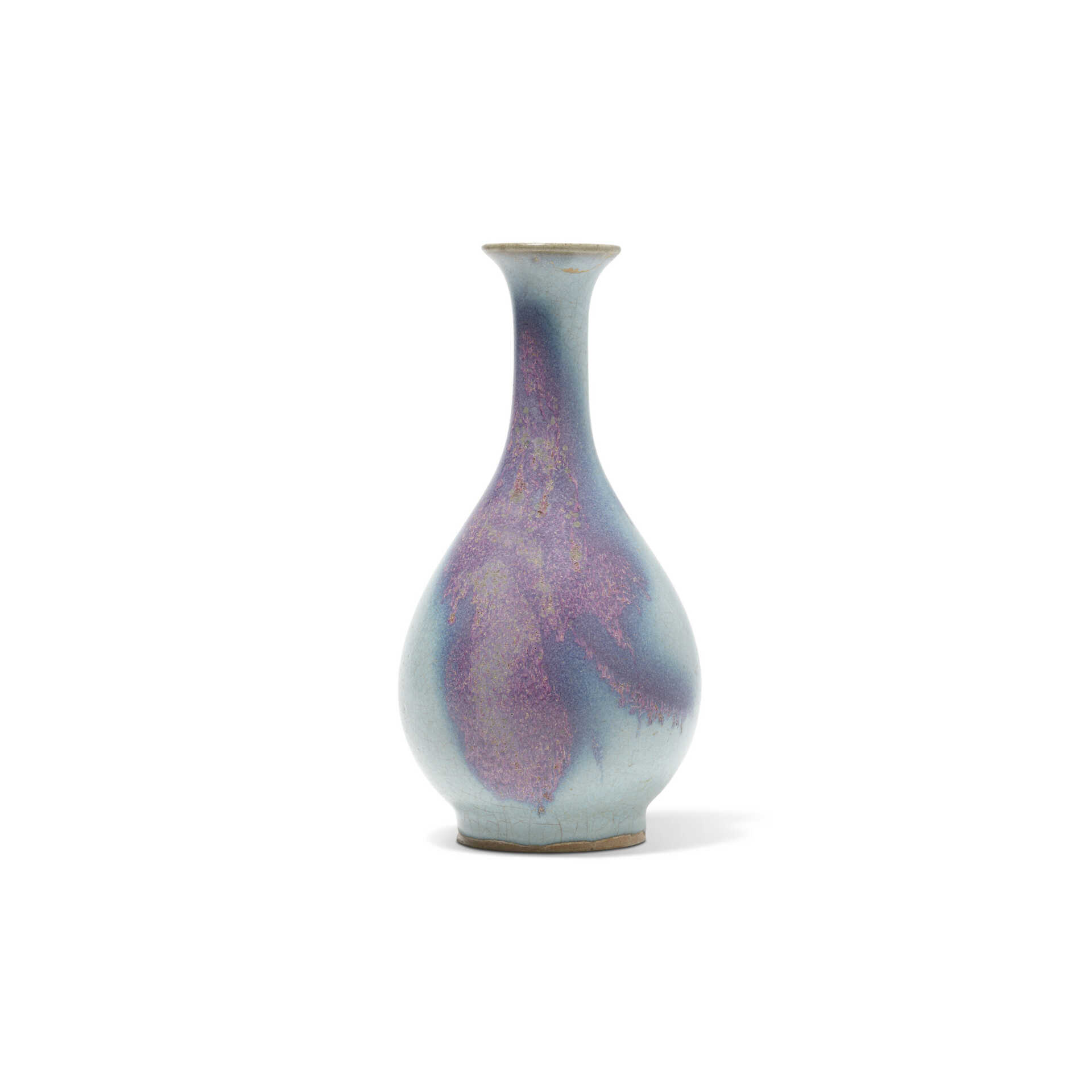 A PURPLE-SPLASHED JUN PEAR-SHAPED VASE, YUHUCHUNPING