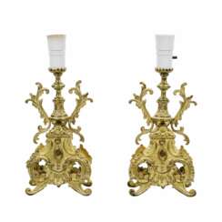 Pair of gilded bronze table lamps.