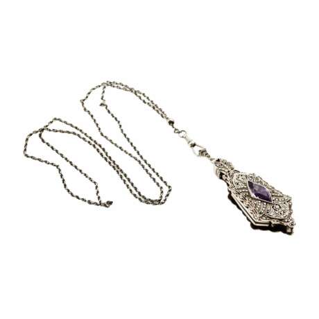 Silver lorgnette pendant on a Platinin chain. - photo 2