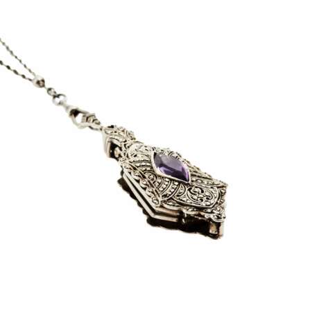 Silver lorgnette pendant on a Platinin chain. - Foto 3