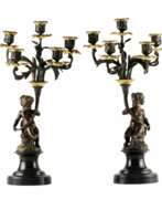 Подсвечники. Pair of bronze candlesticks. 19th century.