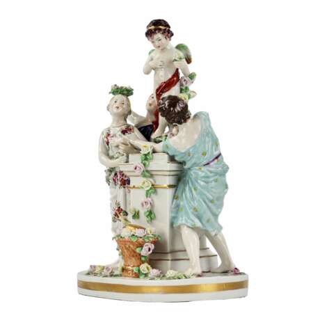 Porcelain group Young people with Cupid. - photo 5