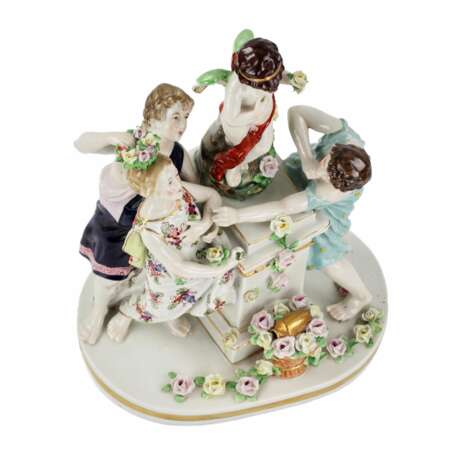 Porcelain group Young people with Cupid. - photo 6