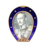 Photo frame in the shape of a horseshoe, with blue enamel from the late 19th century. - фото 1