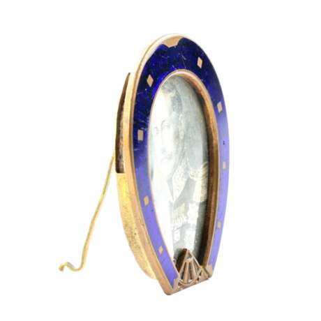 Photo frame in the shape of a horseshoe, with blue enamel from the late 19th century. - Foto 2