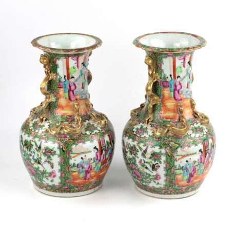 Pair of Cantonese Vases "Family Rose". - photo 4