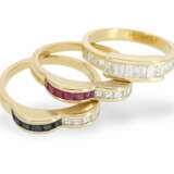 Ring: sehr wertvoller vintage 3-fach-Ring, Rubine, Saphire und Diamanten - photo 2