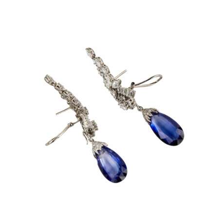 Gold earrings with diamonds and sapphires - фото 4