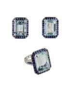 Набор украшений. Spectacular ladies set in white gold with aquamarines, sapphires and diamonds.