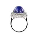 Ring in 18K white gold with tanzanite, cabochon cut, and loose diamonds. - photo 1