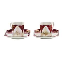 Shalom Fresco with Son. Constantinople. Porcelain pair of mocha cups. 1920s