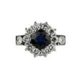 18k gold ring with diamonds and natural sapphire. - photo 3