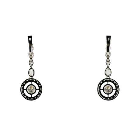 White gold 18 К earrings with diamonds. - Foto 2