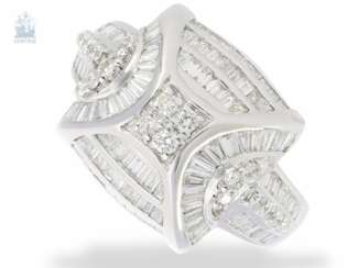 Ring: interessanter und aufwändig gefertigter Designer-Brillant-Goldschmiedering, 18K Weißgold, 1,55ct Diamanten, ungetragen
