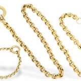 Kette/Collier/Armband: hochwertige Erbskette mit außergewöhnlich großem Federring sowie passendem Armband, vintage Goldschmiedearbeit aus 18K Gold - фото 1