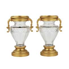 Pair of crystal vases with gilt bronze. End of the 19th century.