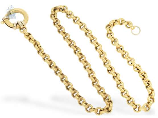 Kette/Collier/Armband: hochwertige Erbskette mit außergewöhnlich großem Federring sowie passendem Armband, vintage Goldschmiedearbeit aus 18K Gold - фото 3