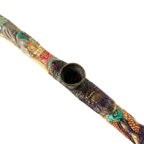 Bone pipe with silver for smoking opium. China - Foto 7