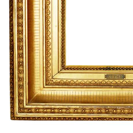 Two-profile, gilded, wooden frame of the era of Napoleon III, 19th century. - photo 2