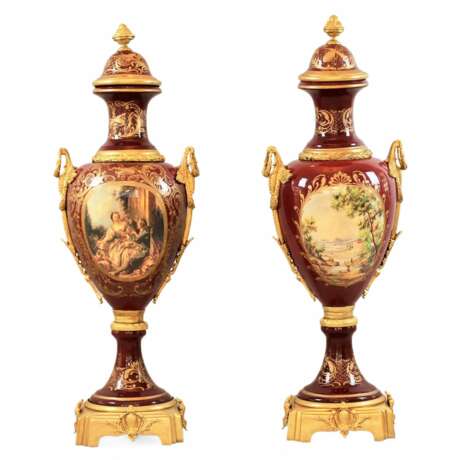 Pair of porcelain floor vases with gilt bronze in the Louis XVI style. France. 1920 th century. - фото 4