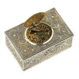 Silver music box with gilding and stones with a singing bird. Karl Griesbaum. 1930s. - фото 2